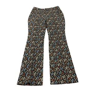 Scotch & Soda Floral Wide Leg Pants Womens Size M Black Multi Color Flare Boho
